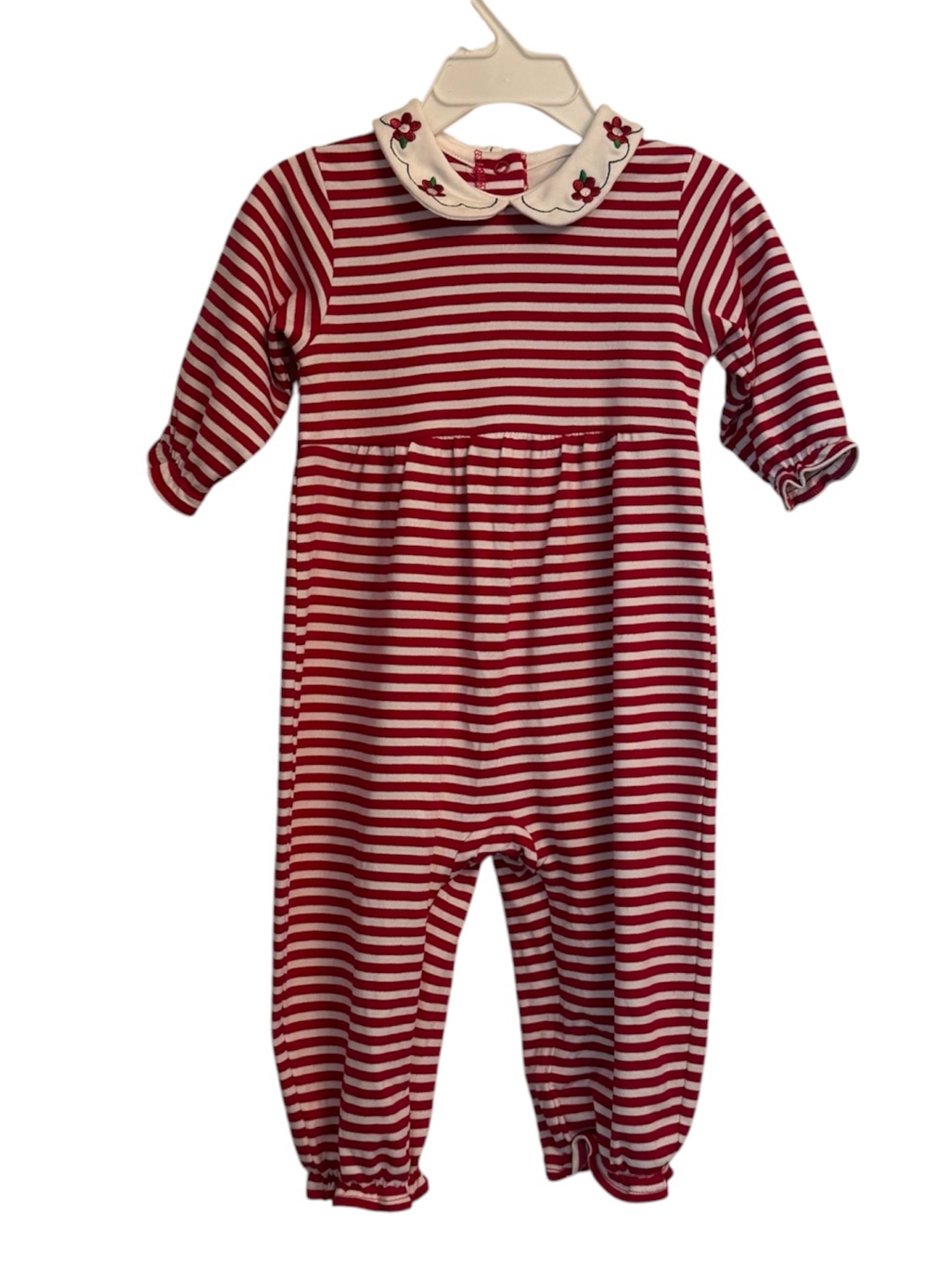 Florence Eiseman Stripe Knit Longall With Embroidered Flowers